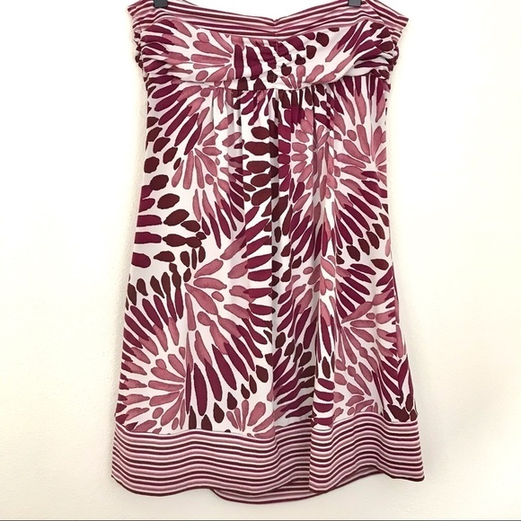 BCBG Maxazria Strapless Purple and Ivory Tropical Print Tube Halter Dress. Sz S - Picture 3 of 6